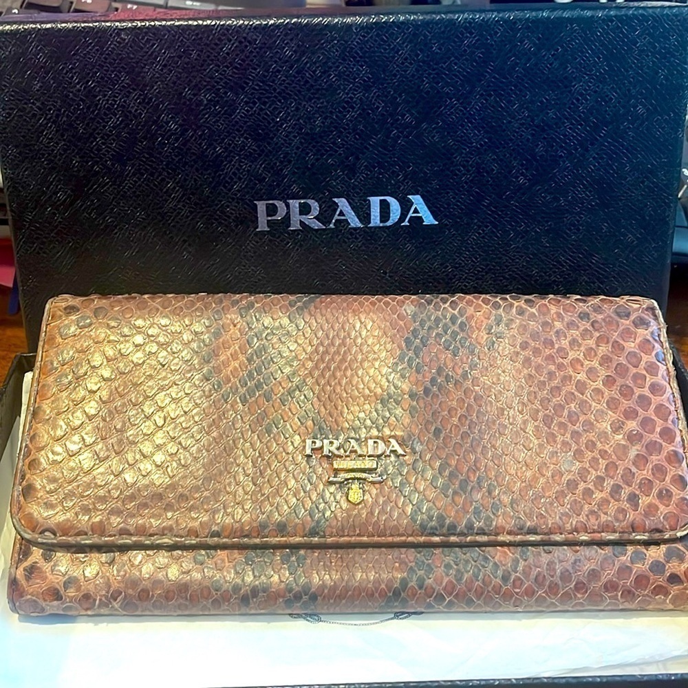 Prada Python Leather continental Wallet full inclusion!